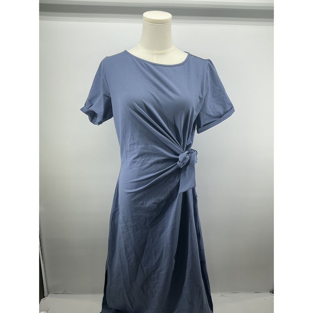 Stretch Cotton Jersey Side Tie Midi Dress